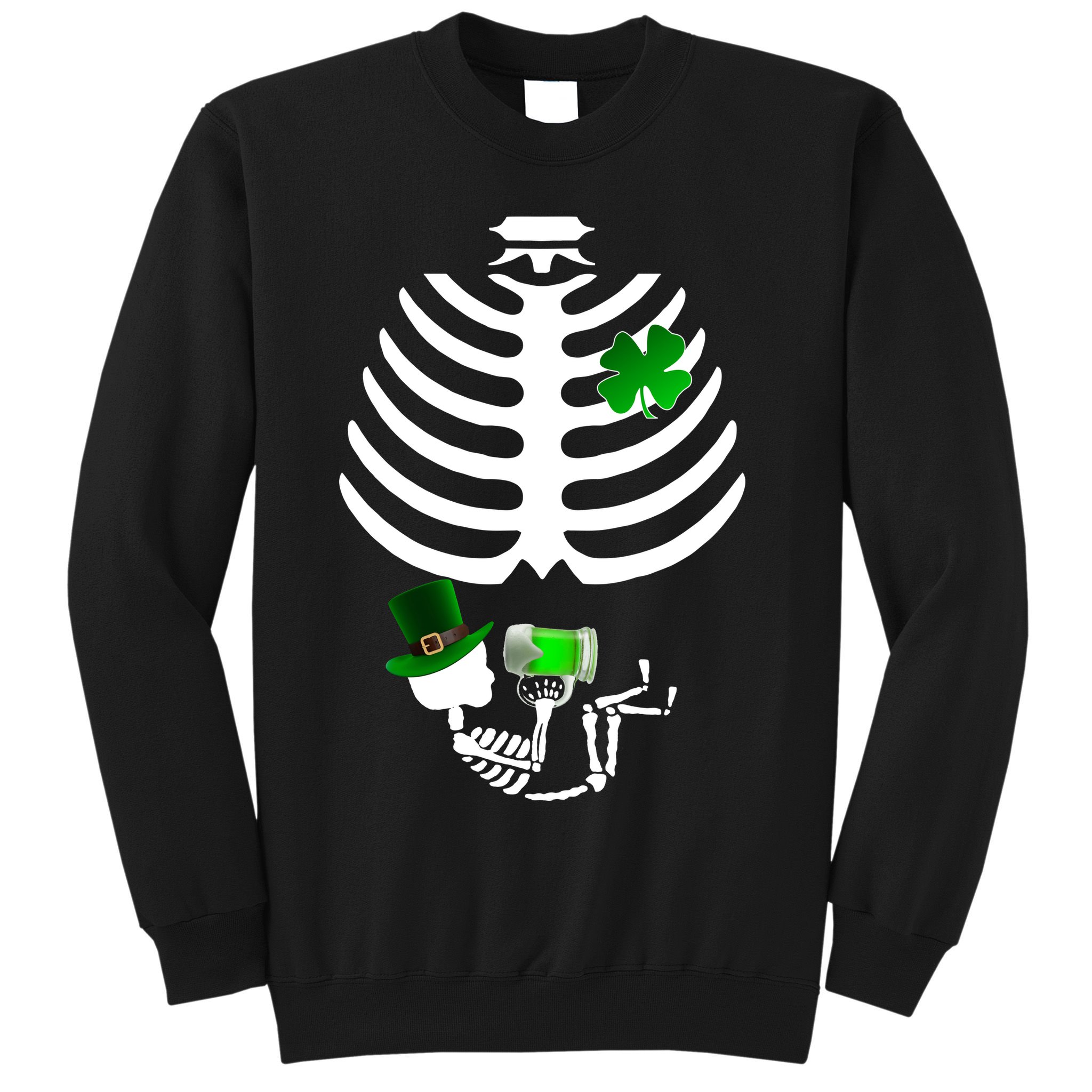 Irish Pregnant Skeleton Baby Beer Sweatshirt