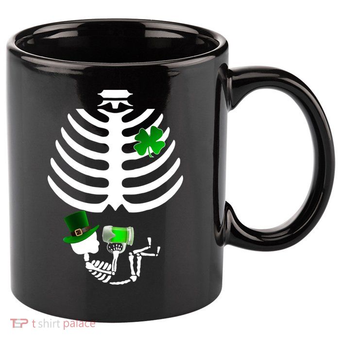 Irish Pregnant Skeleton Baby Beer 11oz C Handle Ceramic Mug