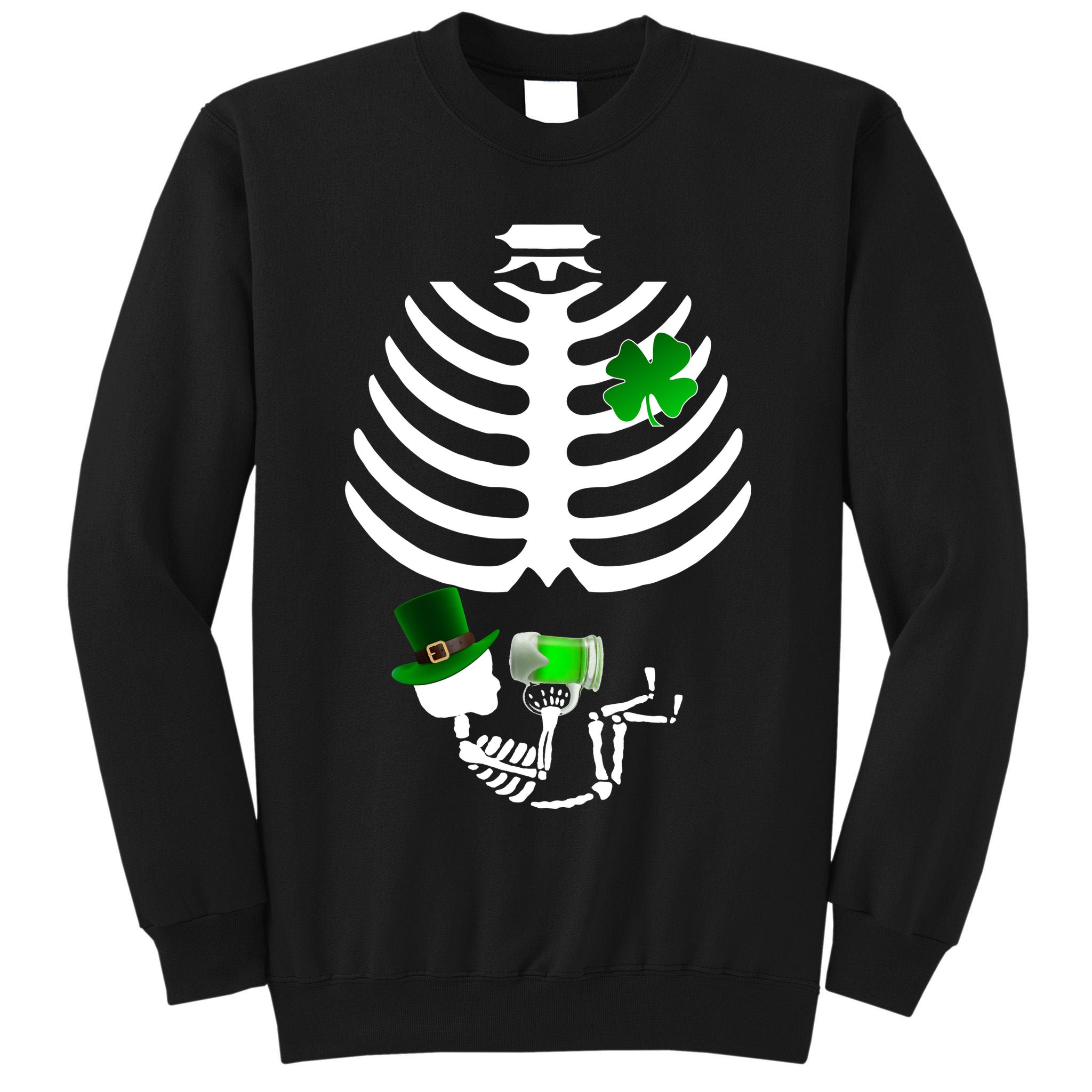 Irish Pregnant Skeleton Baby Beer Tall Sweatshirt