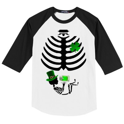 Irish Pregnant Skeleton Baby Beer Baseball Sleeve Shirt