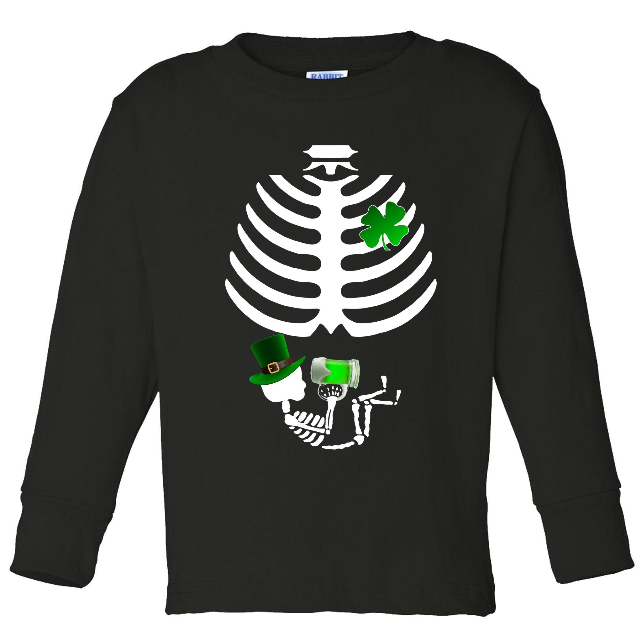 Irish Pregnant Skeleton Baby Beer Toddler Long Sleeve Shirt