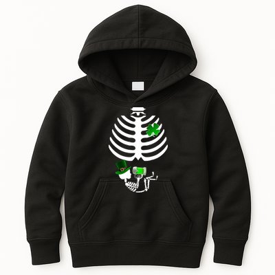 Irish Pregnant Skeleton Baby Beer Kids Hoodie