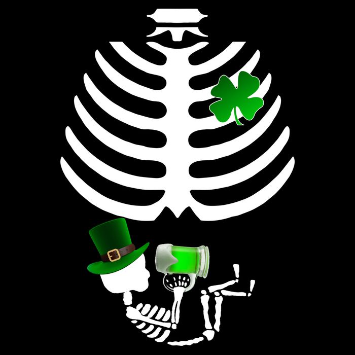 Irish Pregnant Skeleton Baby Beer Kids T-Shirt