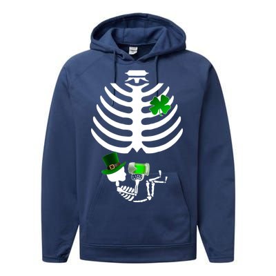 Irish Pregnant Skeleton Baby Beer Performance Fleece Hoodie