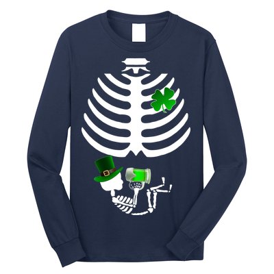 Irish Pregnant Skeleton Baby Beer Long Sleeve Shirt