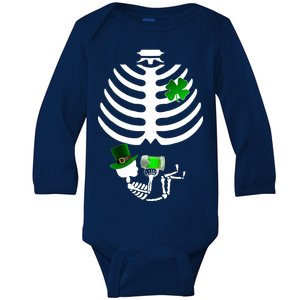 Irish Pregnant Skeleton Baby Beer Baby Long Sleeve Bodysuit