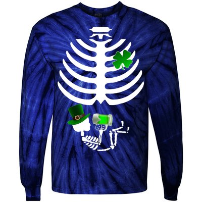 Irish Pregnant Skeleton Baby Beer Tie-Dye Long Sleeve Shirt