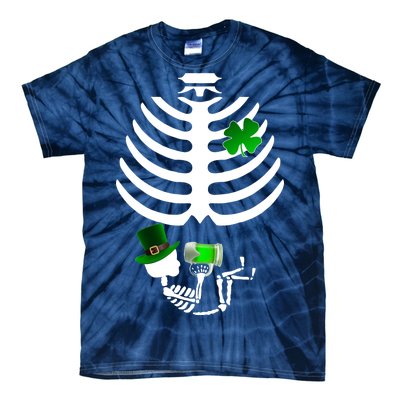 Irish Pregnant Skeleton Baby Beer Tie-Dye T-Shirt