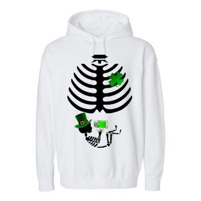 Irish Pregnant Skeleton Baby Beer Garment-Dyed Fleece Hoodie