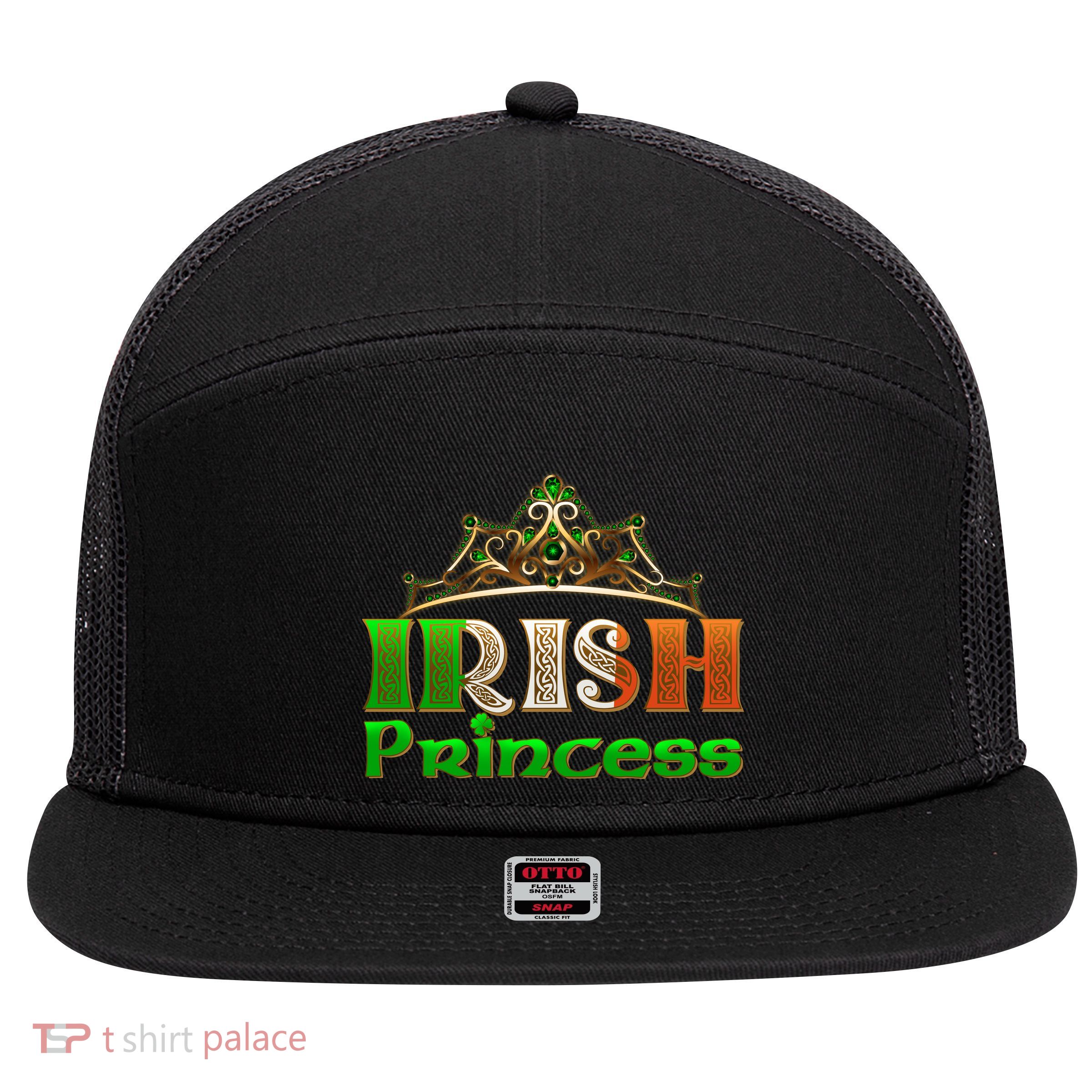 Irish Princess Crown St. Patrick's Day 7 Panel Mesh Trucker Snapback Hat