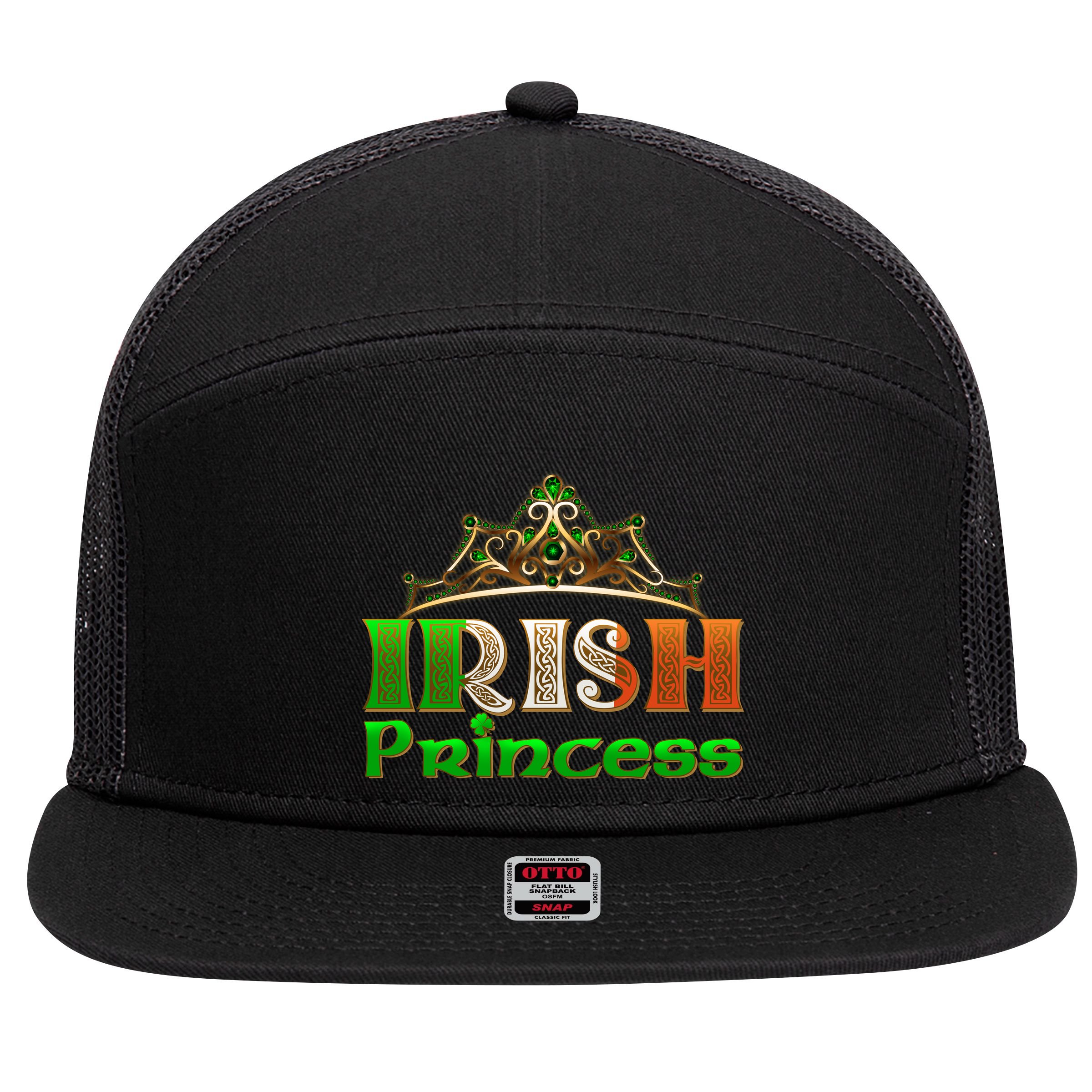 Irish Princess Crown St. Patrick's Day 7 Panel Mesh Trucker Snapback Hat