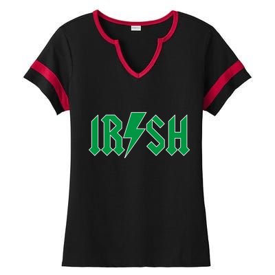 Irish Rocks Logo Music Parody St Patricks Day Ladies Halftime Notch Neck Tee