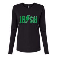 Irish Rocks Logo Music Parody St Patricks Day Womens Cotton Relaxed Long Sleeve T-Shirt