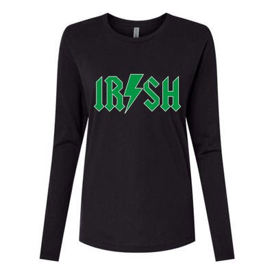 Irish Rocks Logo Music Parody St Patricks Day Womens Cotton Relaxed Long Sleeve T-Shirt