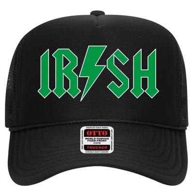 Irish Rocks Logo Music Parody St Patricks Day High Crown Mesh Back Trucker Hat