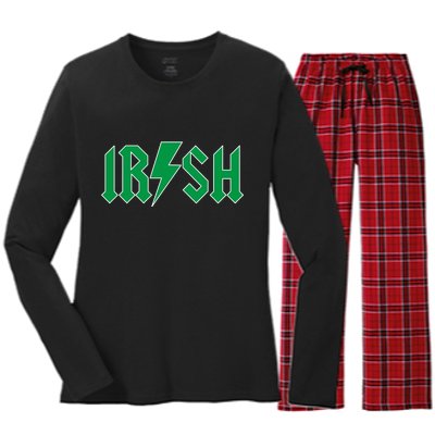 Irish Rocks Logo Music Parody St Patricks Day Women's Long Sleeve Flannel Pajama Set 