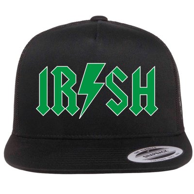 Irish Rocks Logo Music Parody St Patricks Day Flat Bill Trucker Hat