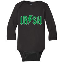 Irish Rocks Logo Music Parody St Patricks Day Baby Long Sleeve Bodysuit