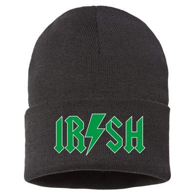 Irish Rocks Logo Music Parody St Patricks Day Sustainable Knit Beanie