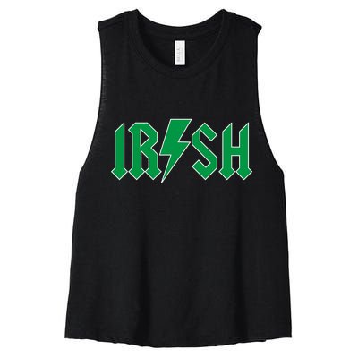 Irish Rocks Logo Music Parody St Patricks Day Women's Racerback Cropped Tank