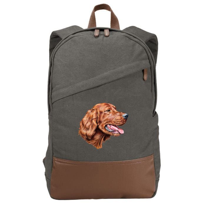 Irish Setter Portrait Cotton Canvas Backpack