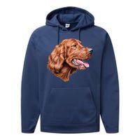 Irish Setter Portrait Performance Fleece Hoodie