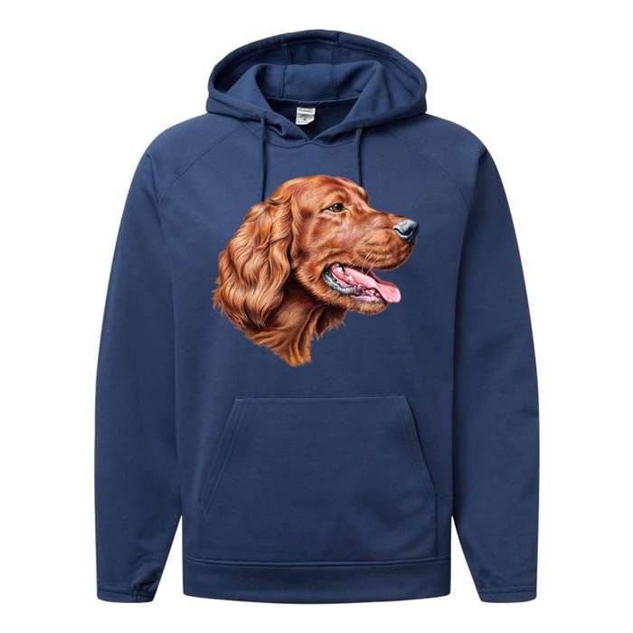 Irish Setter Portrait Performance Fleece Hoodie