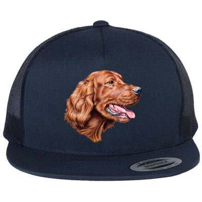 Irish Setter Portrait Flat Bill Trucker Hat