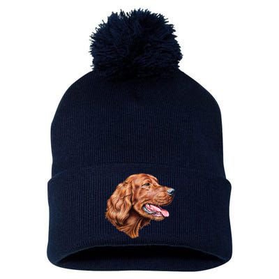 Irish Setter Portrait Pom Pom 12in Knit Beanie