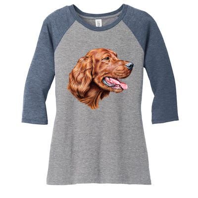 Irish Setter Portrait Women's Tri-Blend 3/4-Sleeve Raglan Shirt