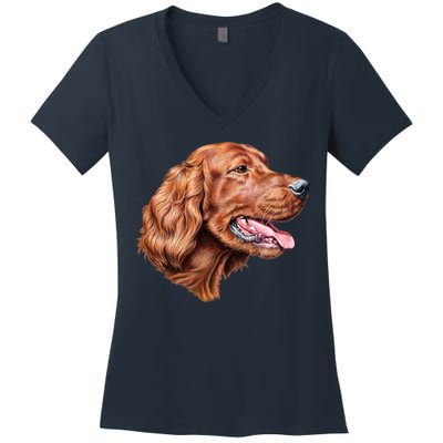 Irish Setter Portrait Women's V-Neck T-Shirt