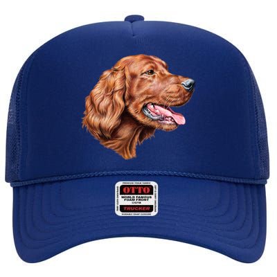 Irish Setter Portrait High Crown Mesh Back Trucker Hat