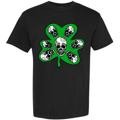Irish Shamrock Clover Skulls Garment-Dyed Heavyweight T-Shirt