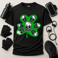 Irish Shamrock Clover Skulls Performance Shirt
