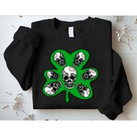 Irish Shamrock Clover Skulls Sweatshirt