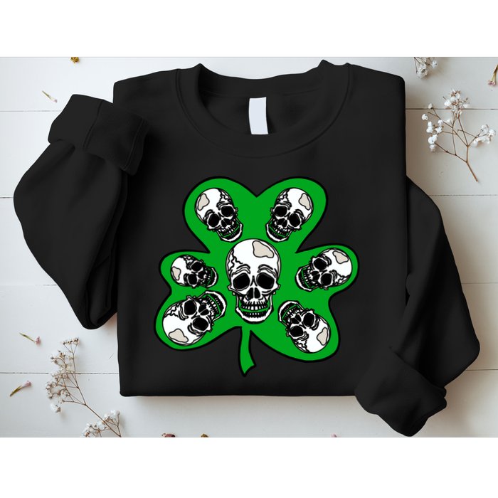 Irish Shamrock Clover Skulls Sweatshirt