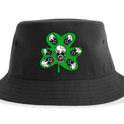 Irish Shamrock Clover Skulls Sustainable Bucket Hat