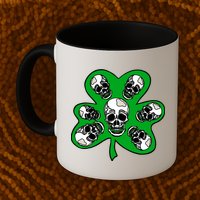 Irish Shamrock Clover Skulls Mug
