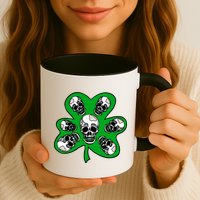 Irish Shamrock Clover Skulls Mug