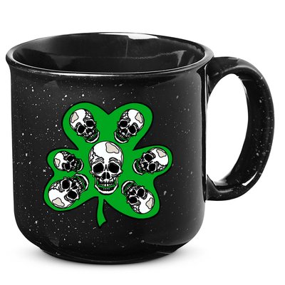 Irish Shamrock Clover Skulls 15oz Campfire Ceramic Mug