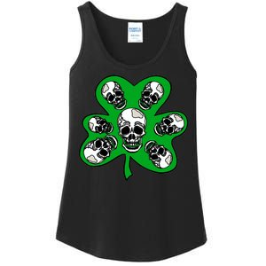 Irish Shamrock Clover Skulls Ladies Essential Tank