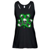 Irish Shamrock Clover Skulls Ladies Essential Flowy Tank