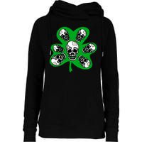 Irish Shamrock Clover Skulls Womens Funnel Neck Pullover Hood