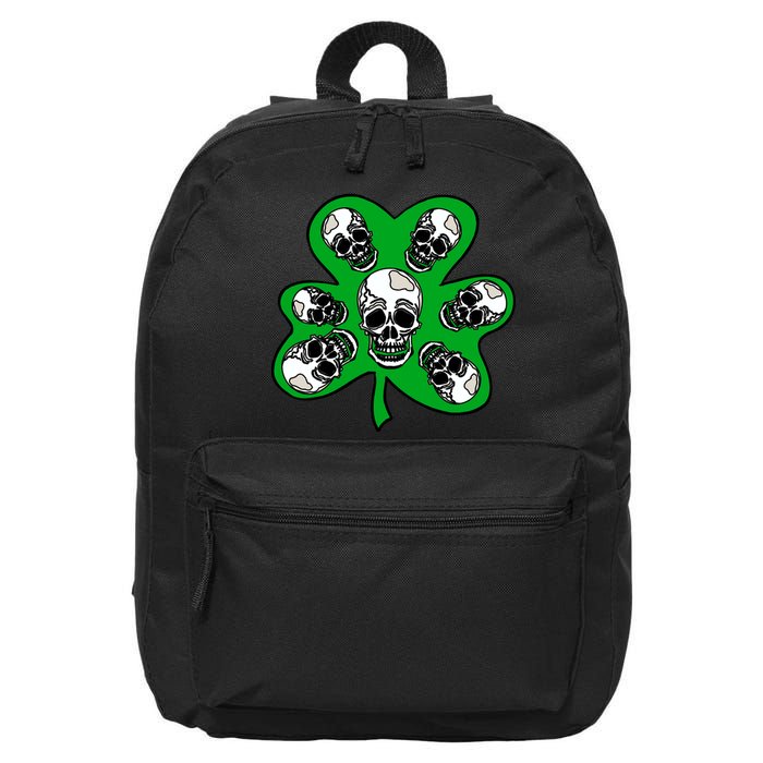 Irish Shamrock Clover Skulls 16 in Basic Backpack