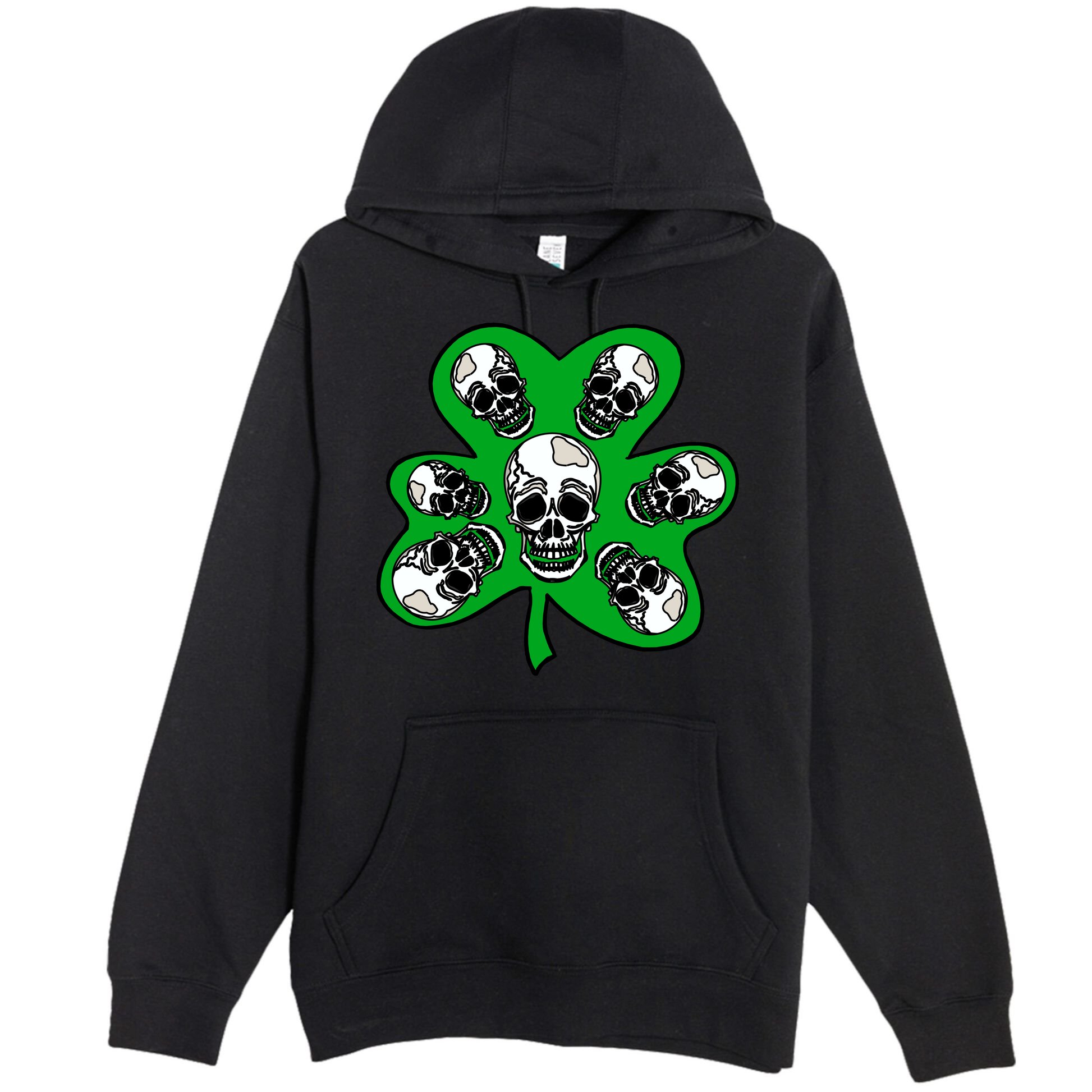 Irish Shamrock Clover Skulls Premium Pullover Hoodie