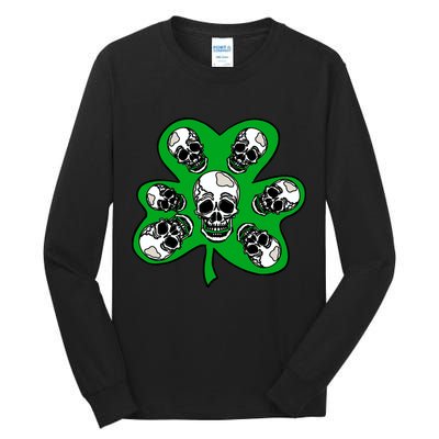 Irish Shamrock Clover Skulls Tall Long Sleeve T-Shirt