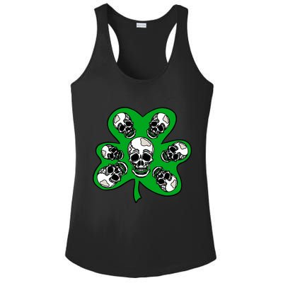 Irish Shamrock Clover Skulls Ladies PosiCharge Competitor Racerback Tank