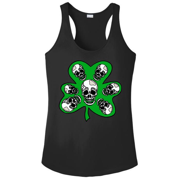 Irish Shamrock Clover Skulls Ladies PosiCharge Competitor Racerback Tank