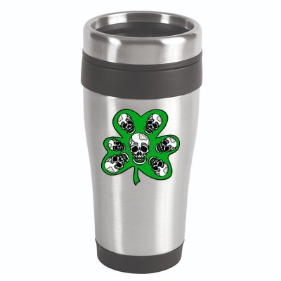 Irish Shamrock Clover Skulls 16oz Travel Tumbler