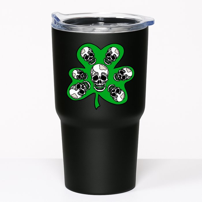 Irish Shamrock Clover Skulls Tumbler